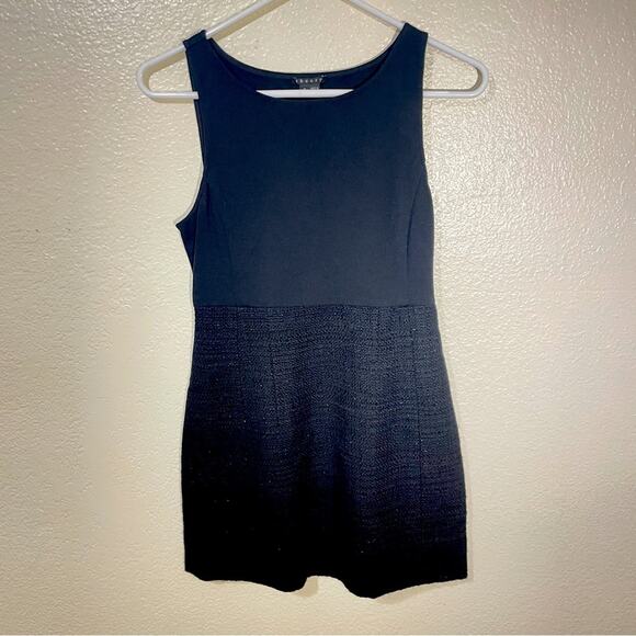 Theory Yeneth Tweed Bottom Sleeveless Mini Dress in Black Size 6 - Picture 1 of 7
